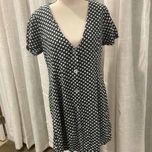 RVCA Black and White Print Button-Down Dress
